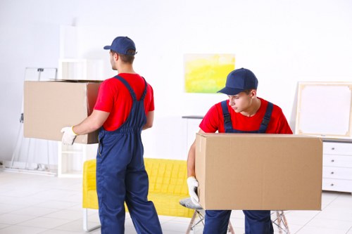 Office relocation planning in Brentpark with packed boxes and workspace setup